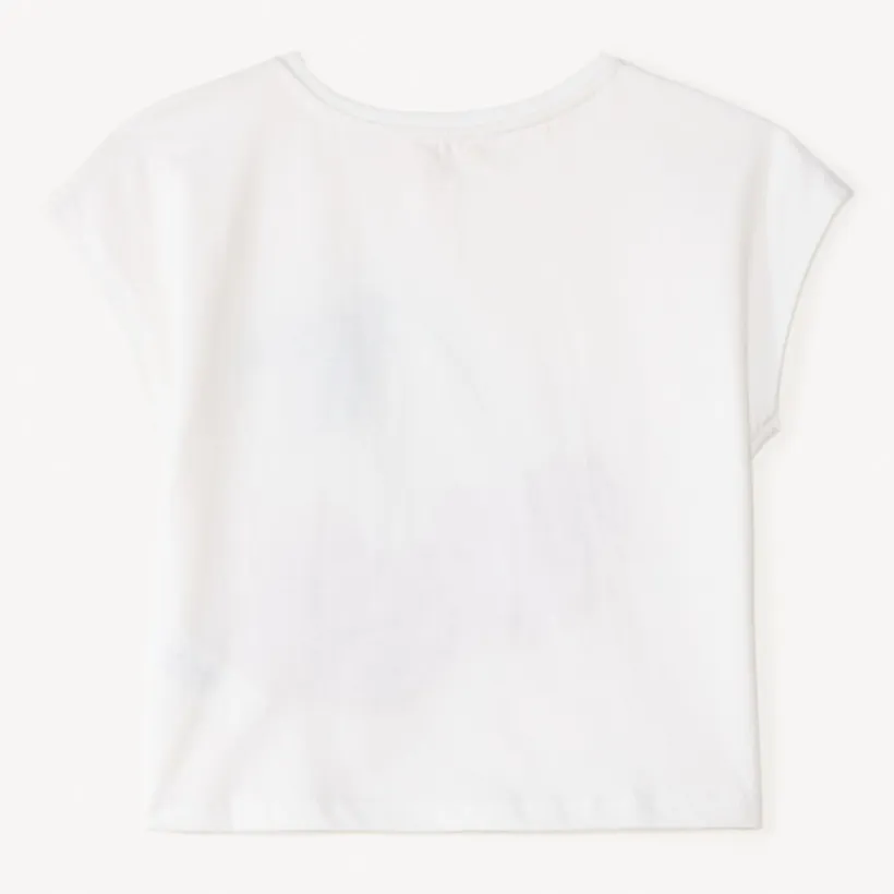 T-shirt met korte mouwen met gestikt en sequins kersmotief voor meisje