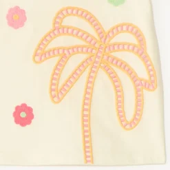 T-shirt met korte mouwen met geborduurde palm en bloemen meisjes