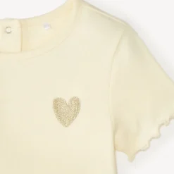T-shirt met korte mouwen met gouden hart borduursel meisjes