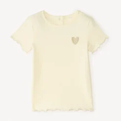 T-shirt met korte mouwen met gouden hart borduursel meisjes