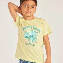 T-shirt met korte mouwen met kokosnootprint jongens
