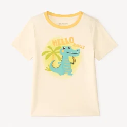 T-shirt met korte mouwen met krokodillendruk voor jongensbaby's