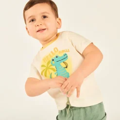 T-shirt met korte mouwen met krokodillendruk voor jongensbaby's