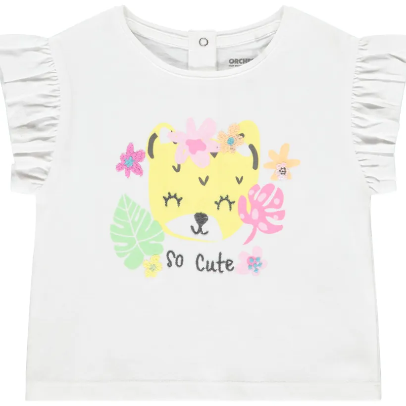 T-shirt met korte mouwen met luipaardpatroon voor meisjes