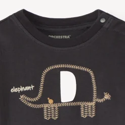 T-shirt met korte mouwen met olifant borduursel voor baby jongen