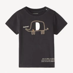 T-shirt met korte mouwen met olifant borduursel voor baby jongen