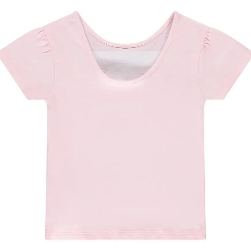 T-shirt met korte mouwen met pailletten en reliëf bloemblaadjes voor meisjes