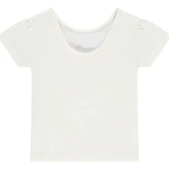 T-shirt met korte mouwen met pailletten en reliëf bloemblaadjes voor meisjes