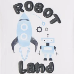 T-shirt met korte mouwen met robot- en raketprint voor jongensbaby's