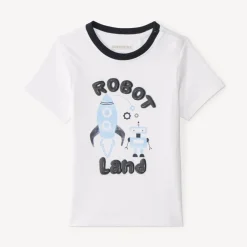 T-shirt met korte mouwen met robot- en raketprint voor jongensbaby's