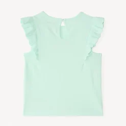 T-shirt met korte mouwen met ruches en glinsterende fantasiedruk voor babymeisjes