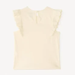 T-shirt met korte mouwen met ruches en glinsterende fantasiedruk voor babymeisjes