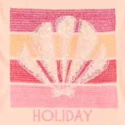 T-shirt met korte mouwen met sequins borduursel van schelp meisjes