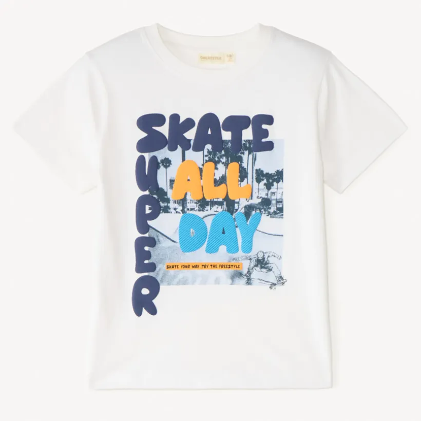 T-shirt met korte mouwen met skateboardmotieven jongens