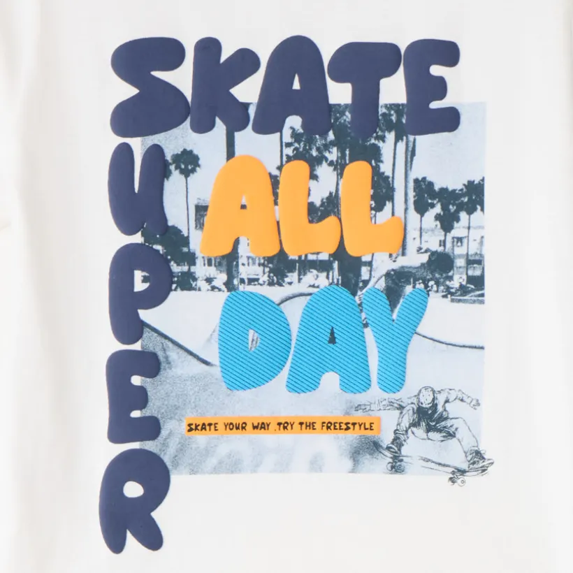 T-shirt met korte mouwen met skateboardmotieven jongens