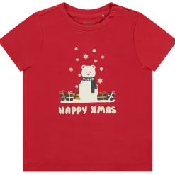 T-shirt met korte mouwen, met sneeuwmanprint, voor babyjongens