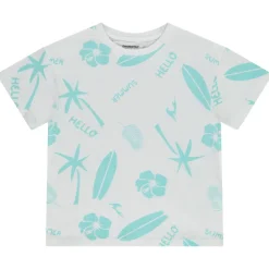 T-shirt met korte mouwen met strandprint voor jongen
