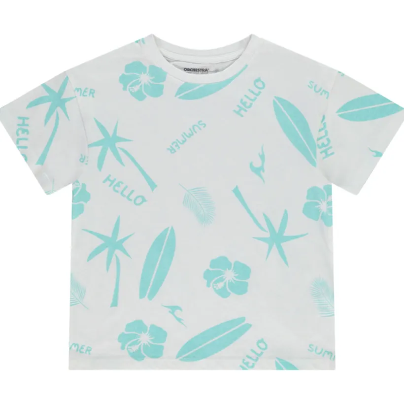 T-shirt met korte mouwen met strandprint voor jongen