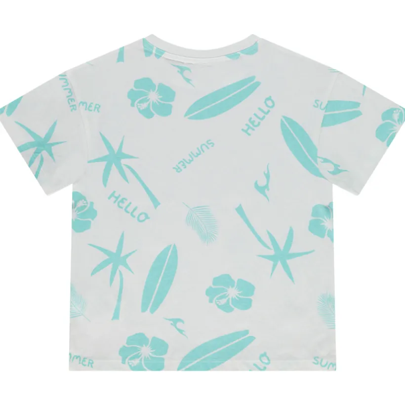T-shirt met korte mouwen met strandprint voor jongen