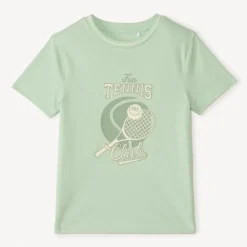 T-shirt met korte mouwen met tennisprint jongens