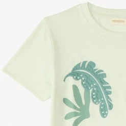 T-shirt met korte mouwen met tropische bladeren borduursel jongens