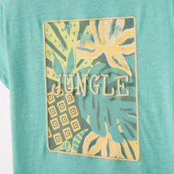 T-shirt met korte mouwen met tropische print jongens