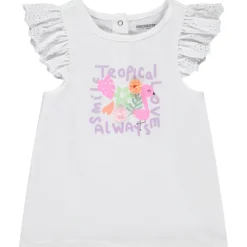 T-shirt met korte mouwen, met volant, glitterprint, meisjes
