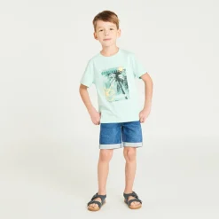 T-shirt met korte mouwen photoprint strand jongens