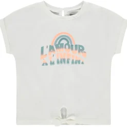 T-shirt met korte mouwen regenboog in badstof voor baby meisjes
