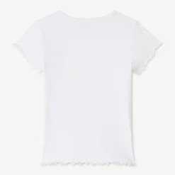 T-shirt met korte mouwen van effen ribstructuur met geborduurd hart meisjes