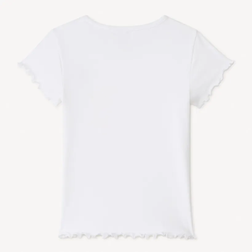 T-shirt met korte mouwen van effen ribstructuur met geborduurd hart meisjes