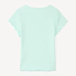 T-shirt met korte mouwen van effen ribstructuur met geborduurd hart meisjes