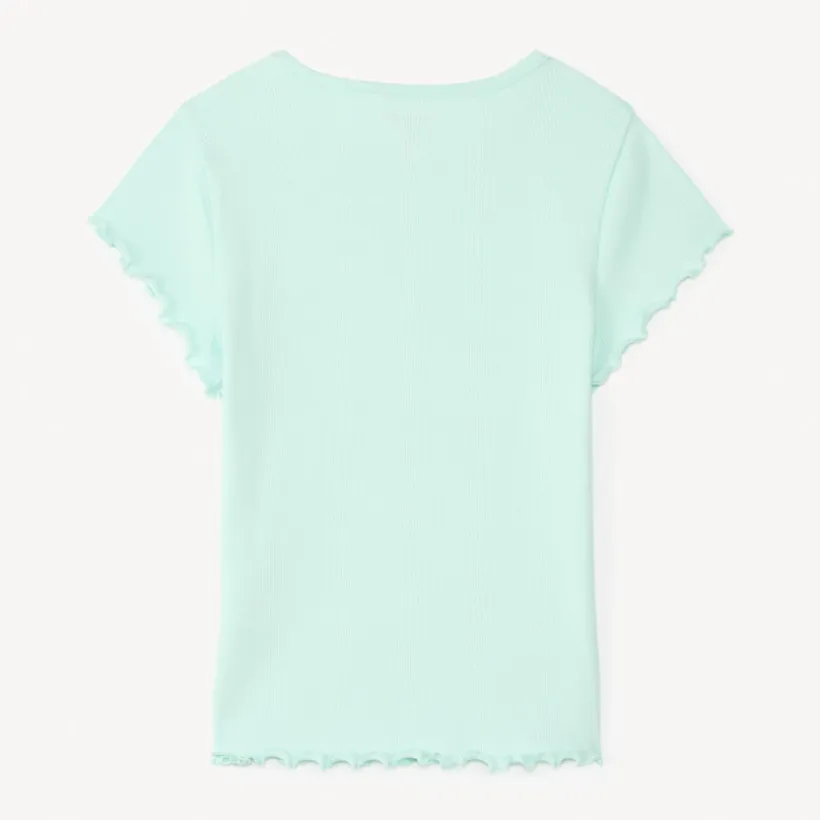 T-shirt met korte mouwen van effen ribstructuur met geborduurd hart meisjes