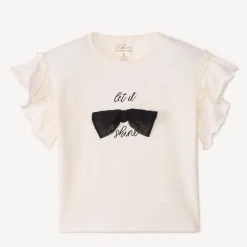 T-shirt met korte pofmouwen en knoop meisjes