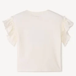 T-shirt met korte pofmouwen en knoop meisjes