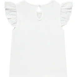 T-shirt met korte ruches mouwen en bedrukte zak