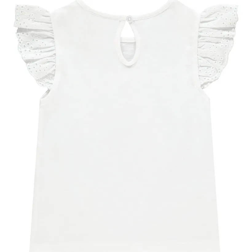 T-shirt met korte ruches mouwen en bedrukte zak