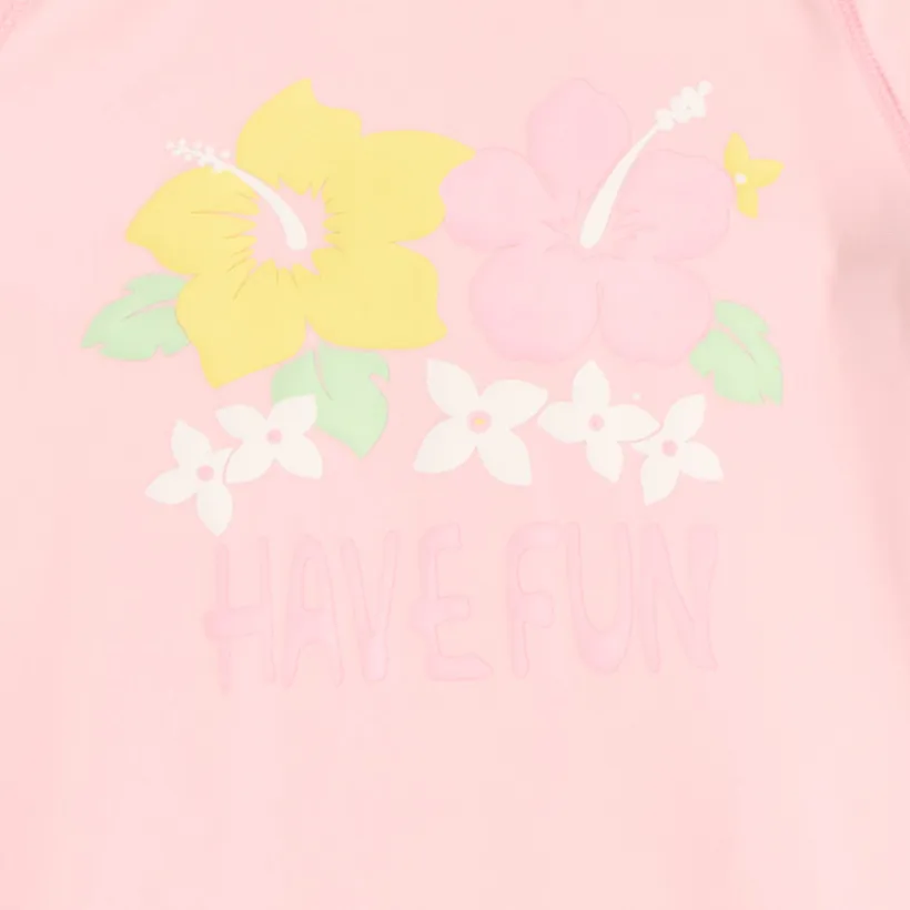 T-shirt met lange mouwen anti-UV SPF 50+ hibiscus print meisjes