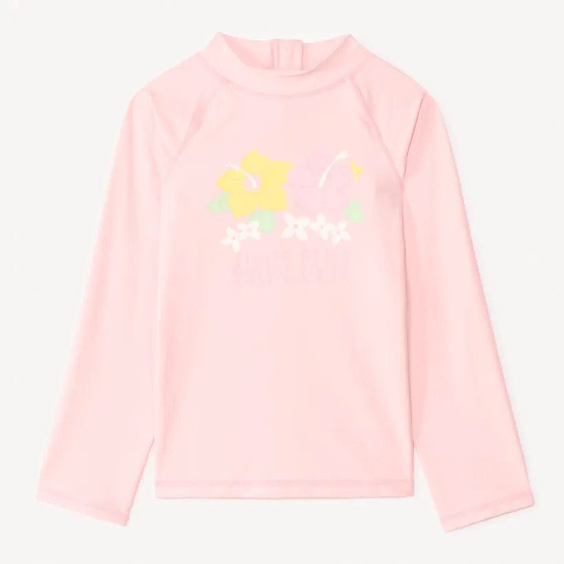 T-shirt met lange mouwen anti-UV SPF 50+ hibiscus print meisjes