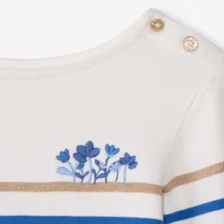 T-shirt met lange mouwen, blauwe marinière, voor babymeisje