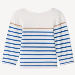 T-shirt met lange mouwen, blauwe marinière, voor babymeisje