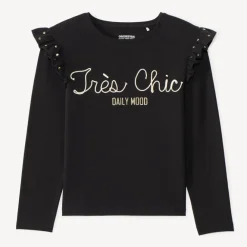 T-shirt met lange mouwen, cording en volant meisjes
