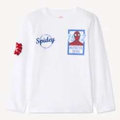 T-shirt met lange mouwen, effen wit, Spider-Man Marvel jongens