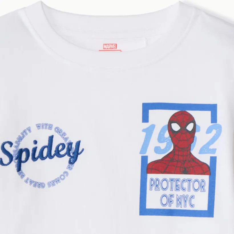 T-shirt met lange mouwen, effen wit, Spider-Man Marvel jongens