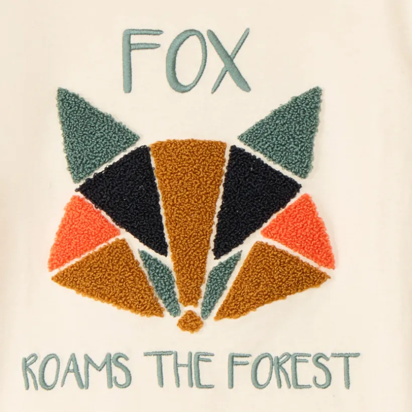 T-shirt met lange mouwen, effen, met contrasterend fantasieborduursel in boucle-effect jongens