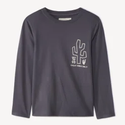 T-shirt met lange mouwen en cactusborduursel jongens