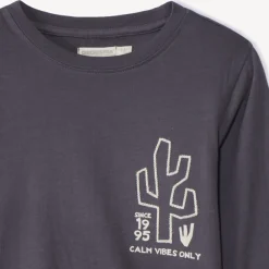 T-shirt met lange mouwen en cactusborduursel jongens