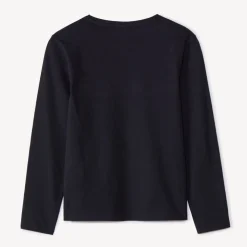T-shirt met lange mouwen en contrasterend geborduurde lusletters meisjes zwart Classy College