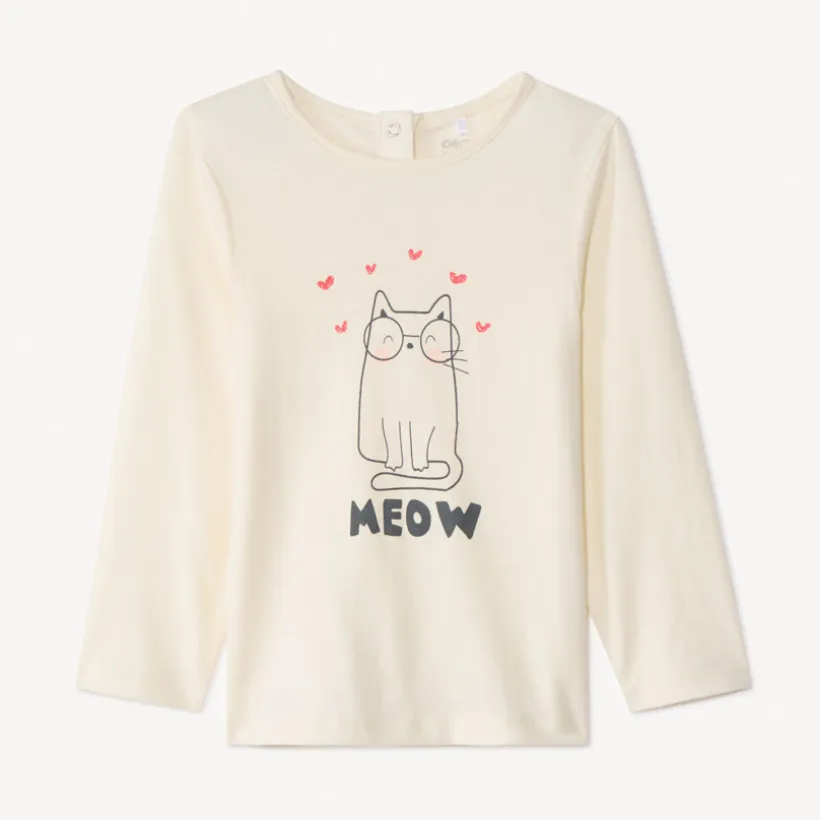 T-shirt met lange mouwen en fantasieprint voor babymeisje