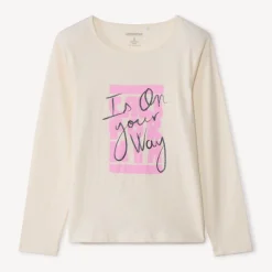 T-shirt met lange mouwen en fantasieprint met pailletten meisjes